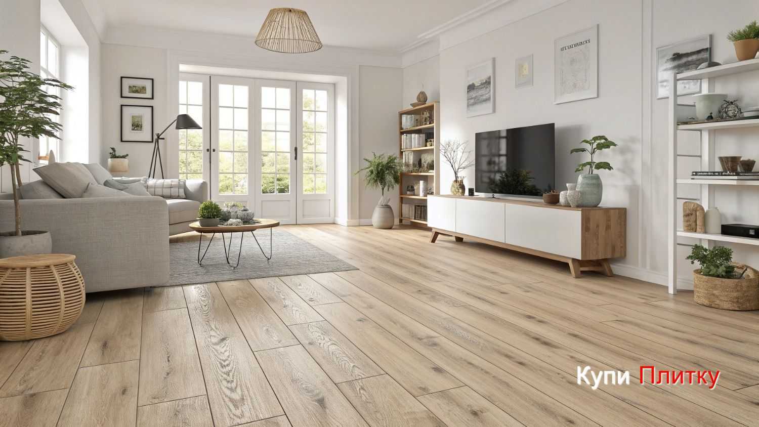 Как выбрать оттенок плитки под дерево для гостиной