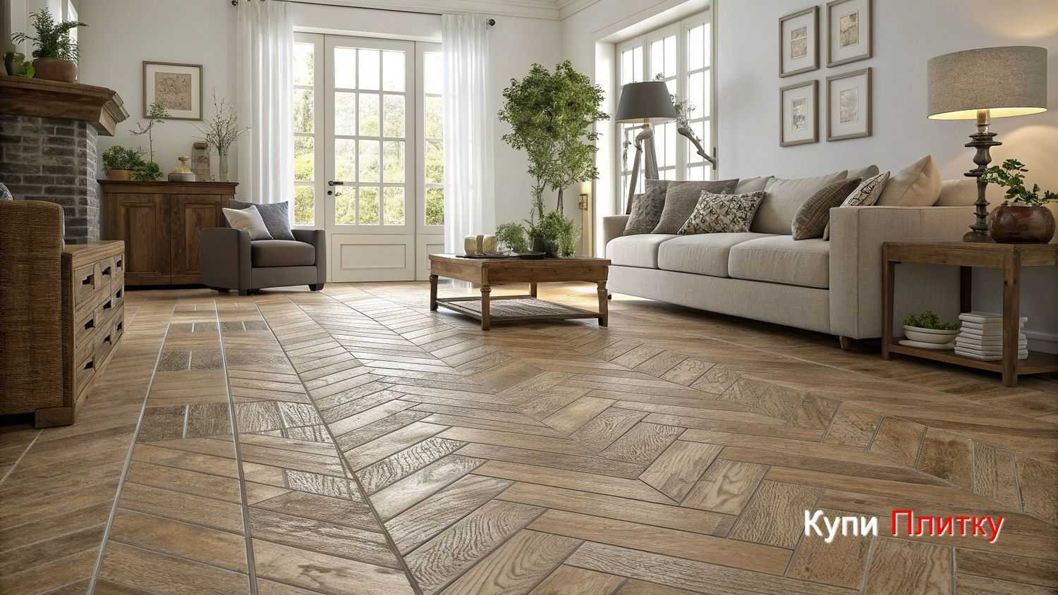 Плитка под дерево в гостиной и минимализм: как создать воздушное пространство