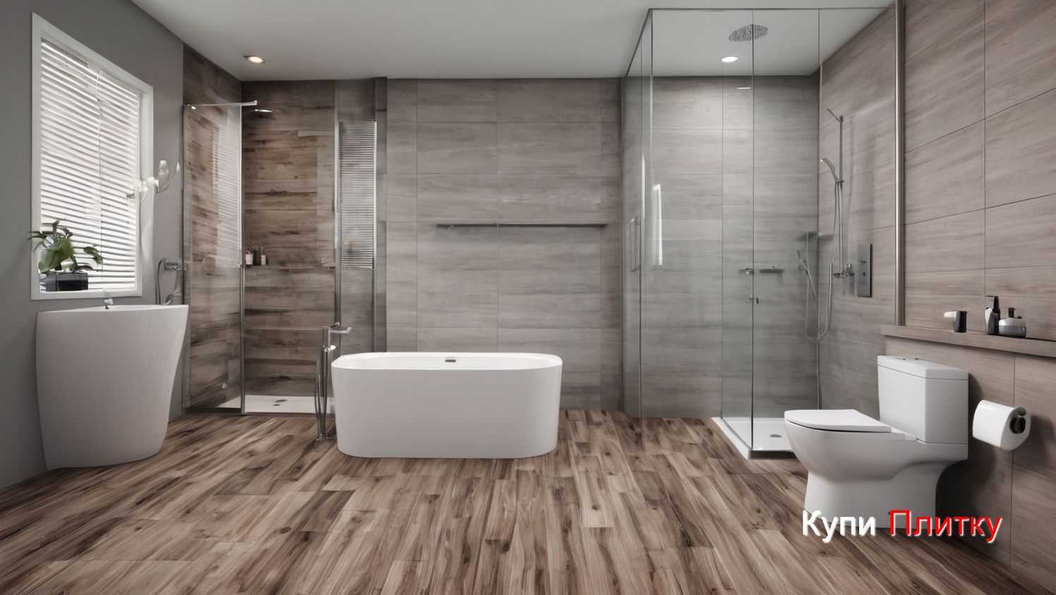 Как выбрать оттенок плитки под дерево для небольших ванных комнат