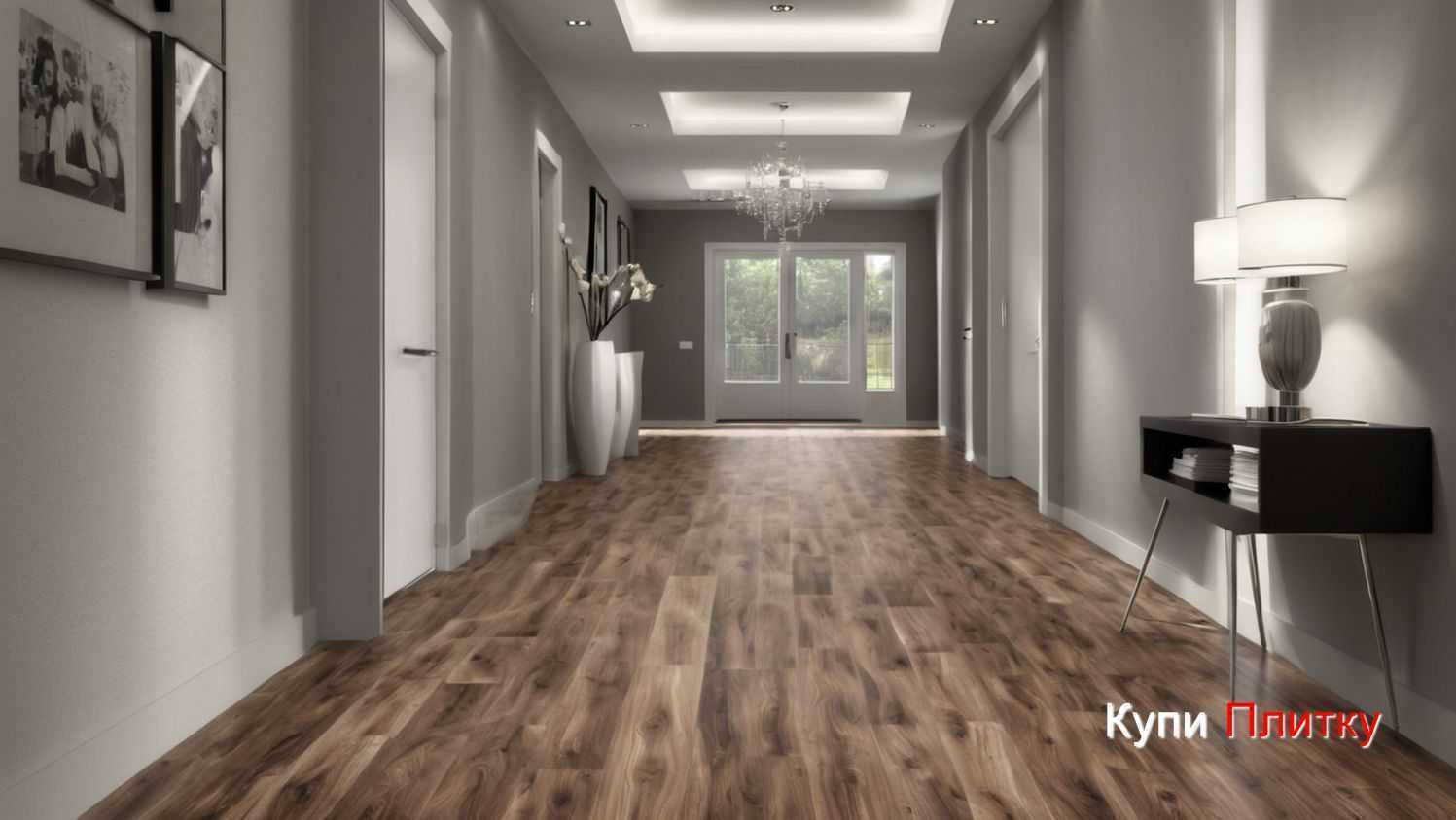 Керамогранит под дерево в коридоре: как сделать плавный переход в кухню