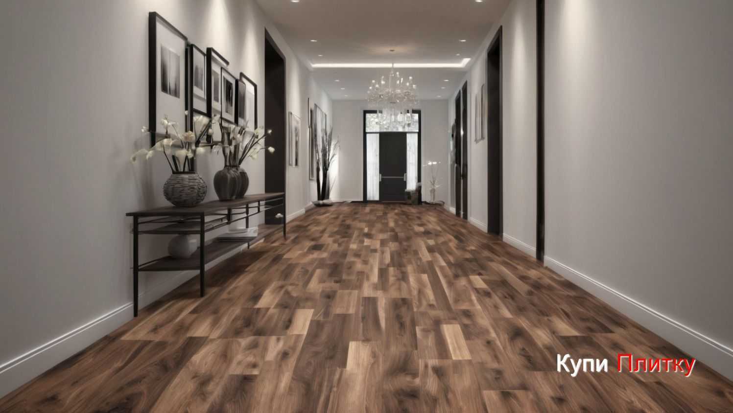 Плитка под дерево в коридоре: как выбрать между глянцем и сатином