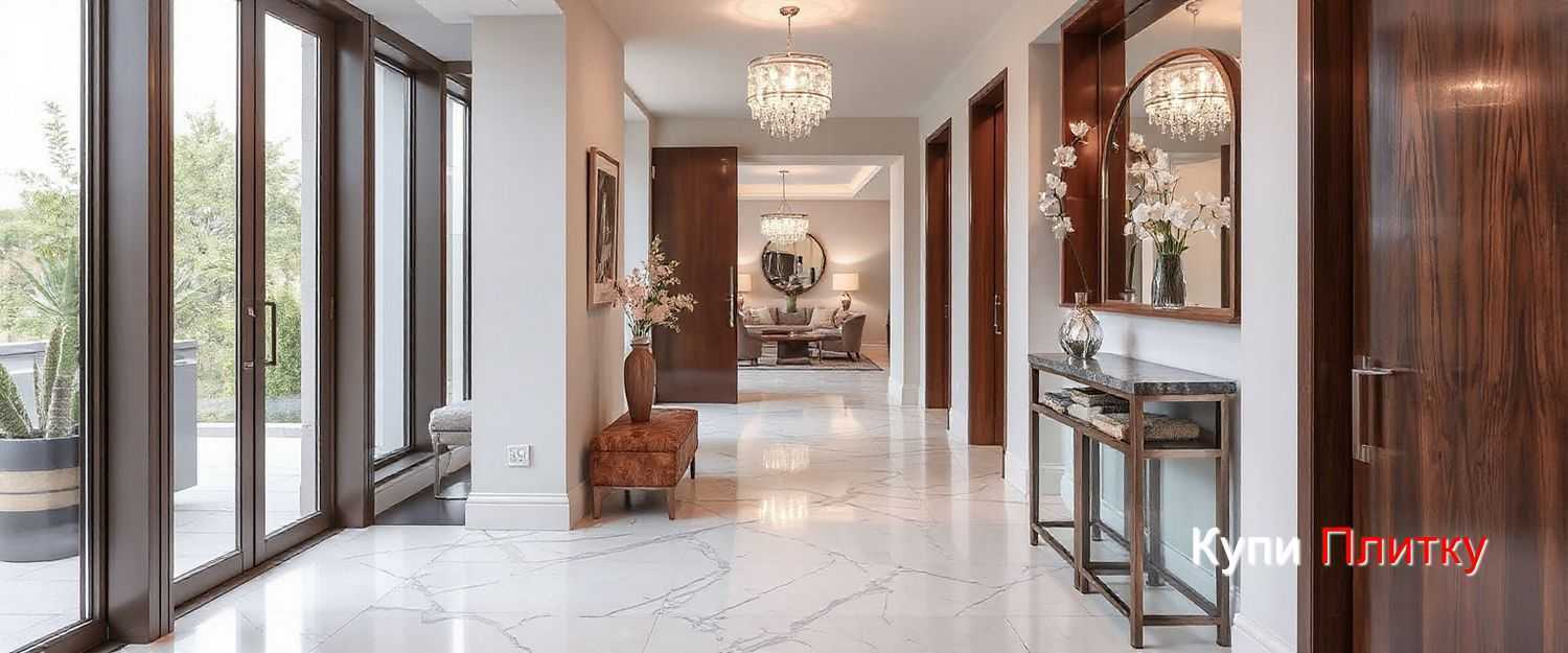 Как сочетать керамогранит под мрамор с мебелью и декором