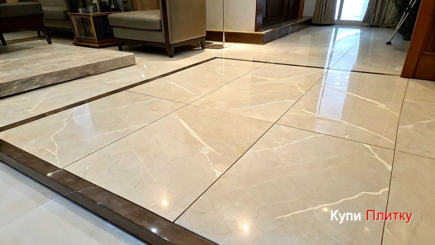 Как выбрать напольную плитку под мрамор в гостиной: советы дизайнеров
