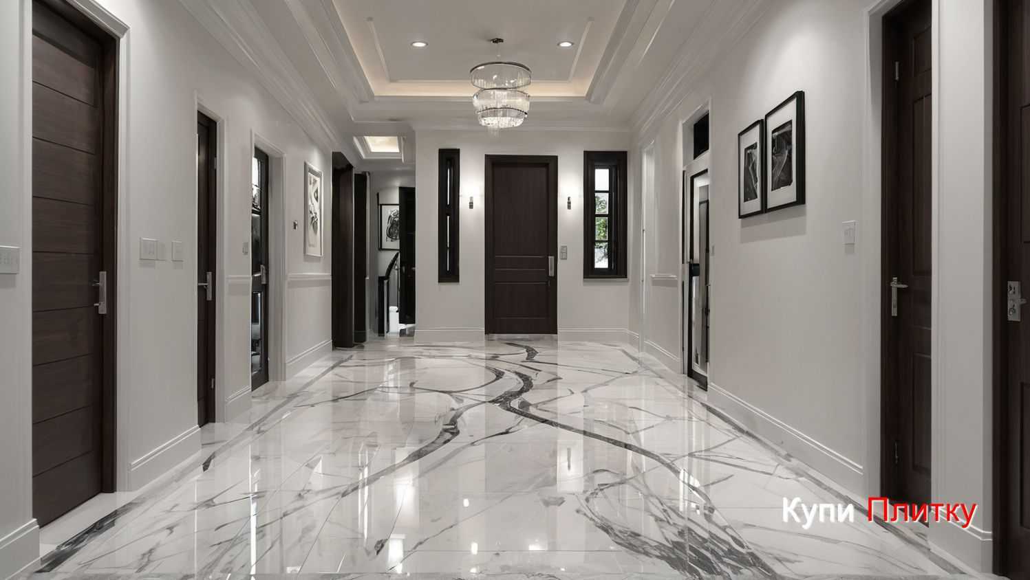 Сочетание керамогранита с мебелью и декором