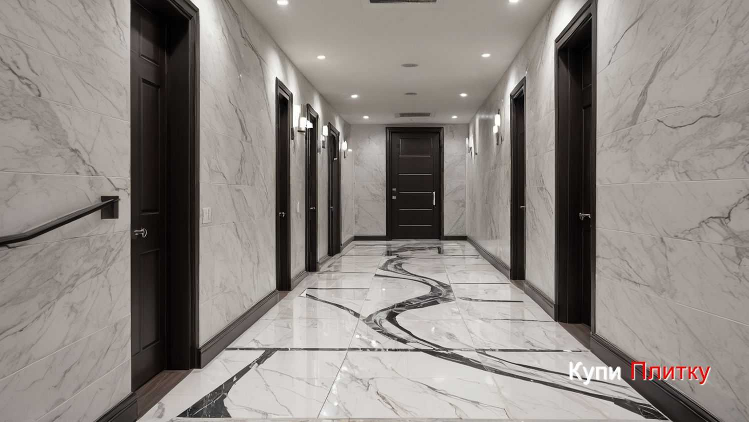 Напольная плитка под мрамор в гостиной в стиле арт-деко