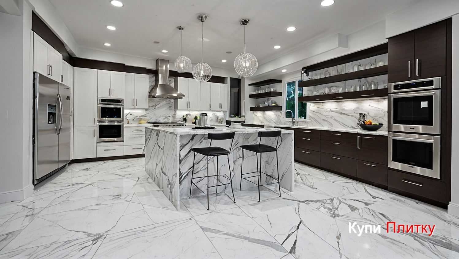 Особенности ухода за плиткой под мрамор в зоне готовки
