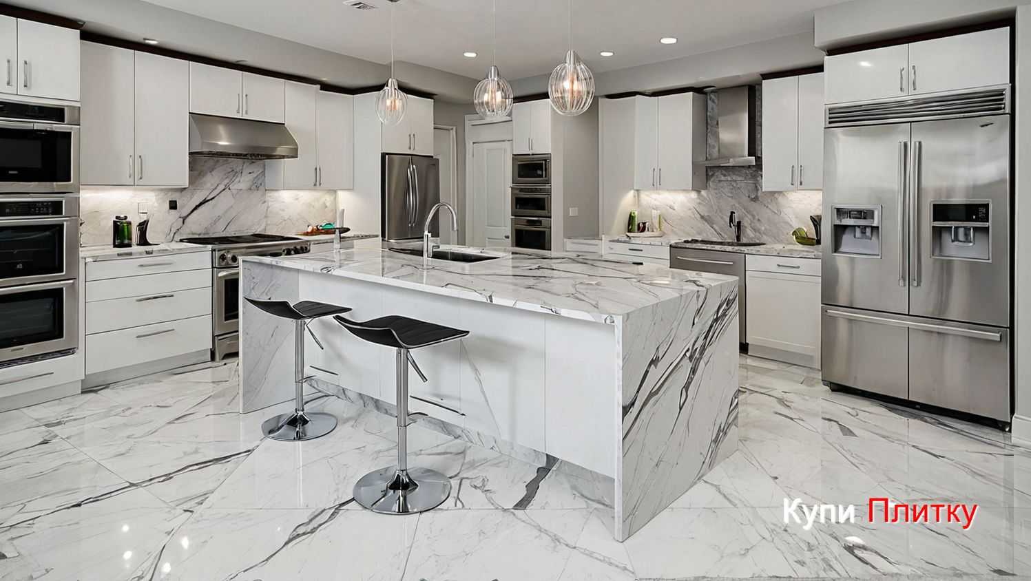 Как выбрать плитку под мрамор для кухни: советы по материалам и дизайну