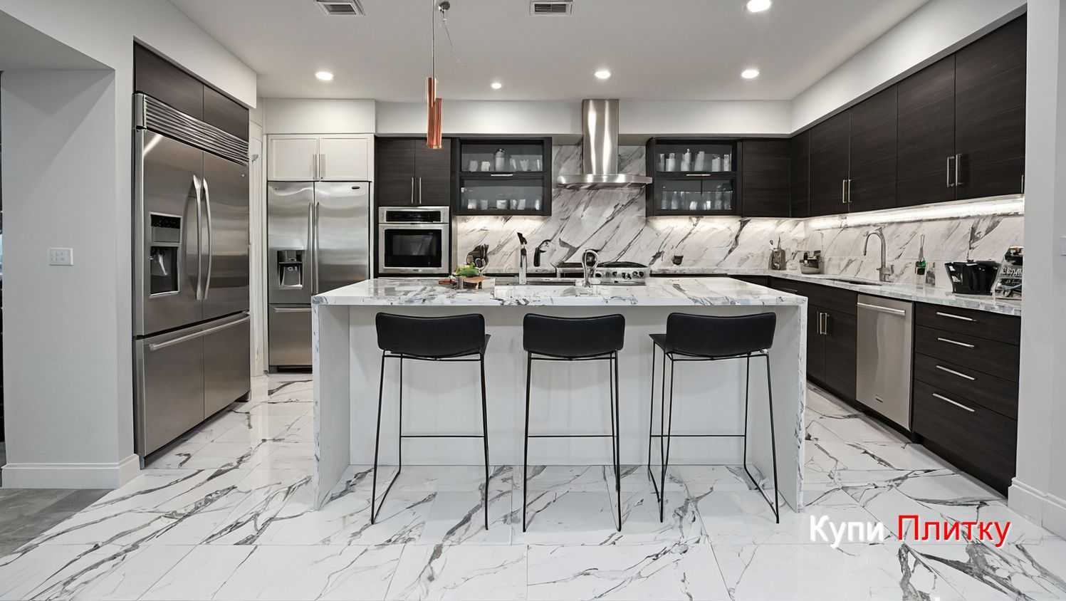 Учет формы и размеров плитки под мрамор при выборе ориентации