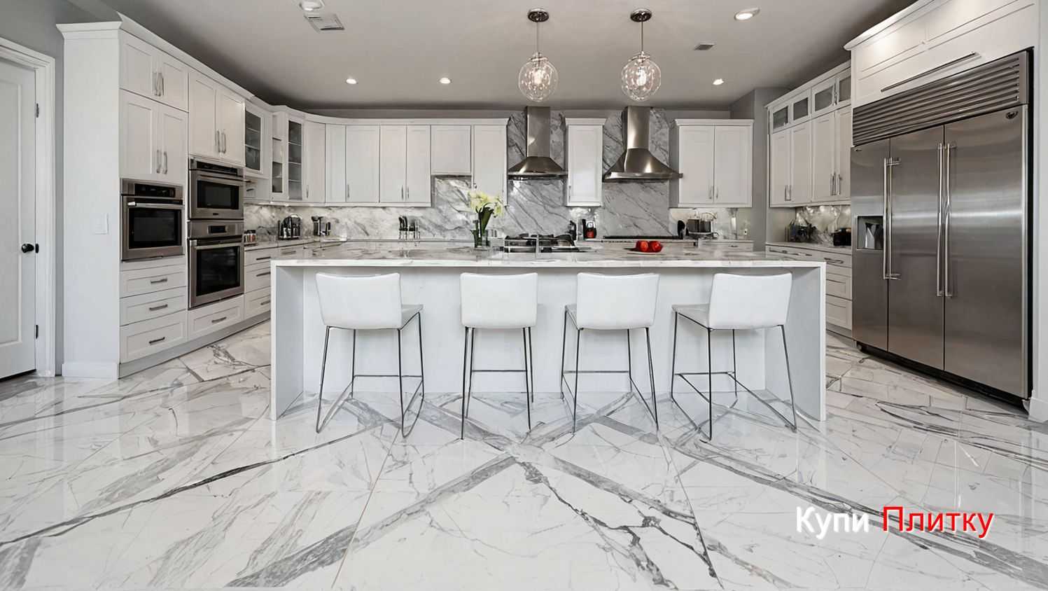 Как сочетать мраморную плитку с мебелью и столешницей