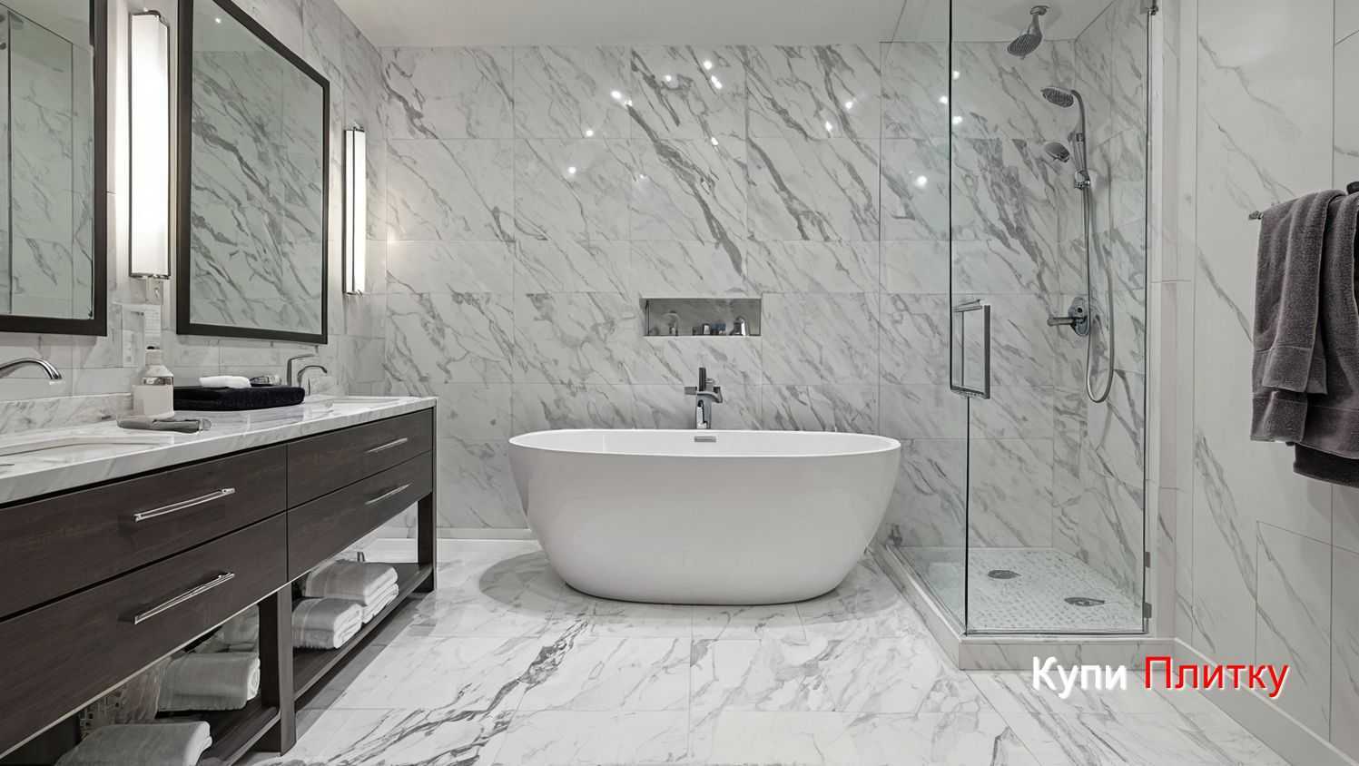 Напольная плитка под мрамор в ванной: как выбрать идеальный оттенок для интерьера