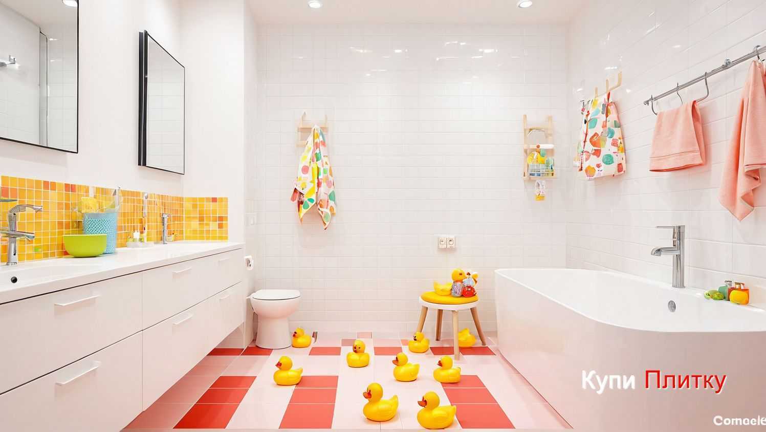 Керамическая плитка в детской ванной: как оформить пространство с двумя детьми