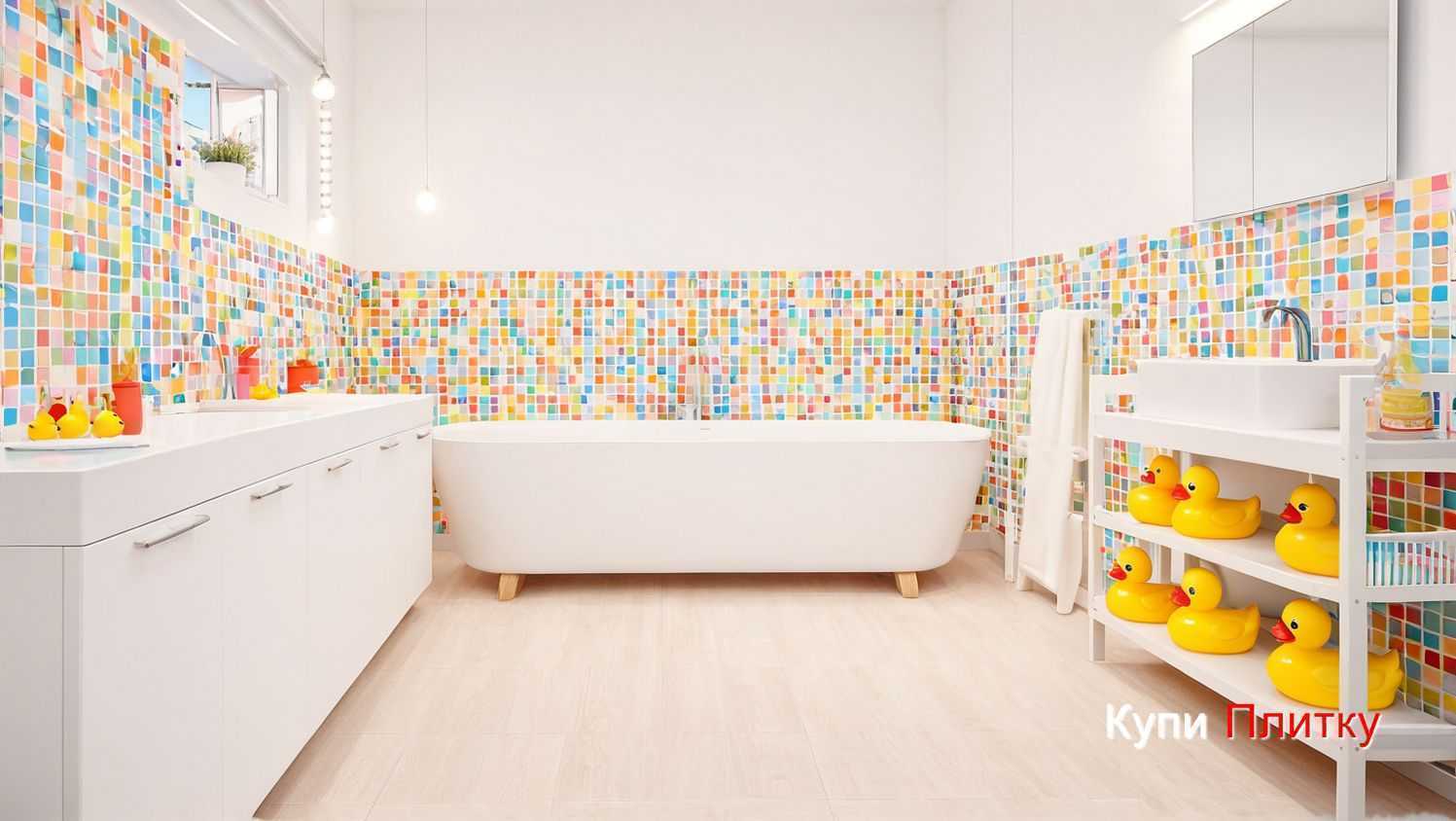 Комбинация форматов для детской ванной