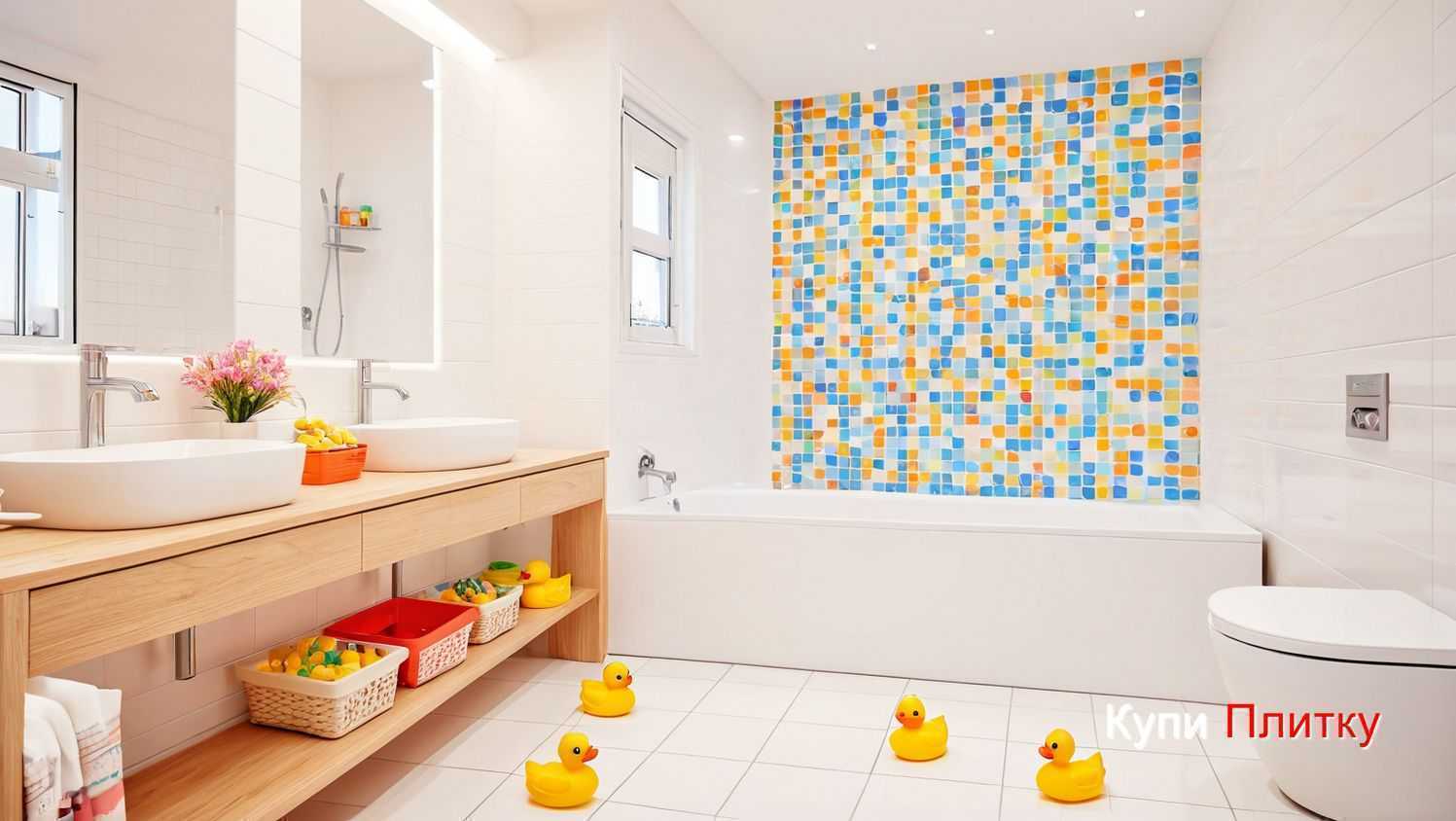 Выбор оттенков и фактур, подходящих для интерьера детской ванной