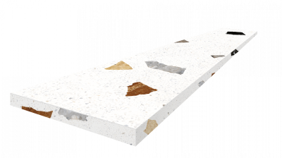 620070002373 Керамогранит Палладио Уайт Ступень Угловая левая 120x33 ColiseumGres