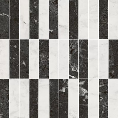 KMD2MSA003BR Декор Тубкаль мозаичный микс чёрный белый глянцевый обрезной 30x30x0,9 Kerama Marazzi