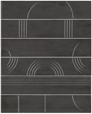 KMP3STA009RN6X Панно Мажорель чёрный глянцевый (из 6 частей 28,5x6) 36x28,5x1 Kerama Marazzi