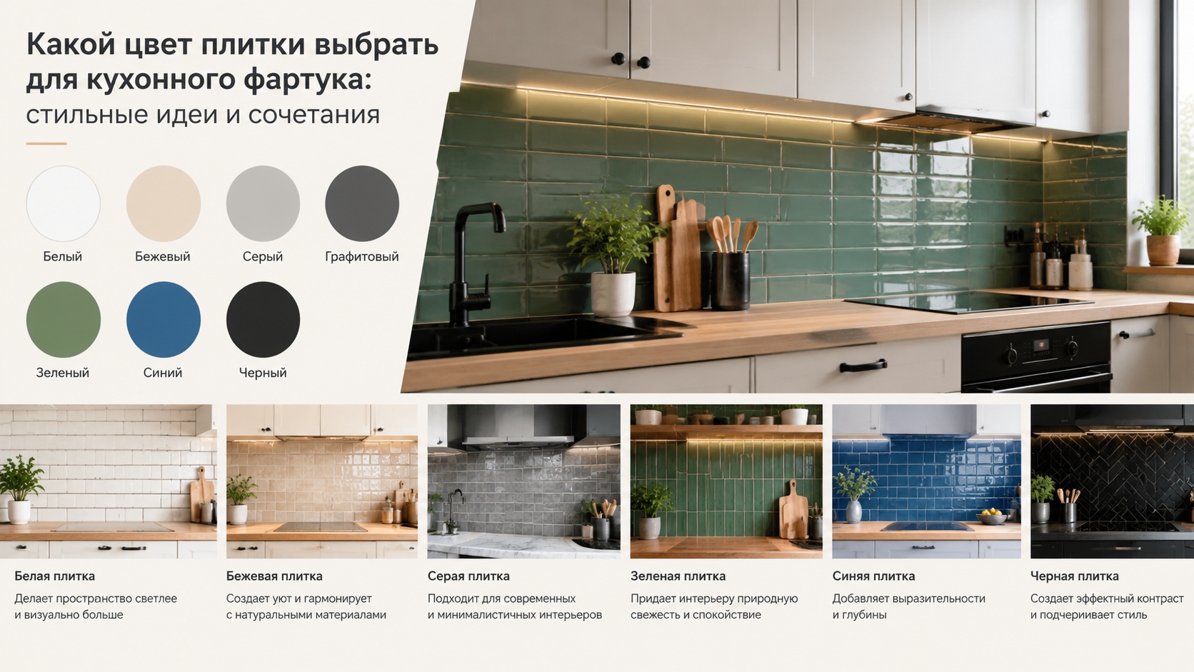 Какой цвет плитки выбрать для кухонного фартука: стильные идеи и сочетания