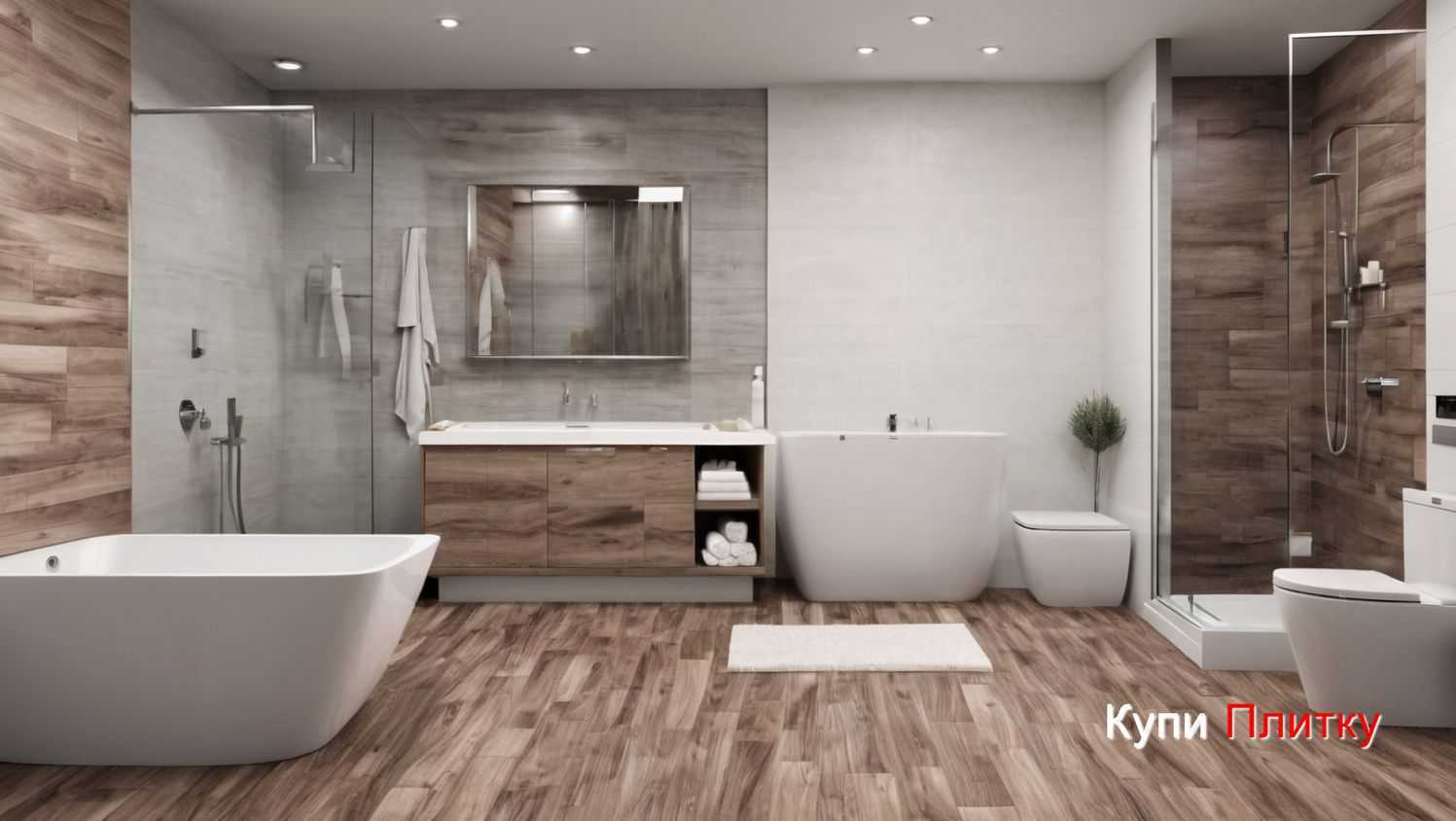 Как выбрать керамогранит под дерево для душевой зоны в ванной комнате
