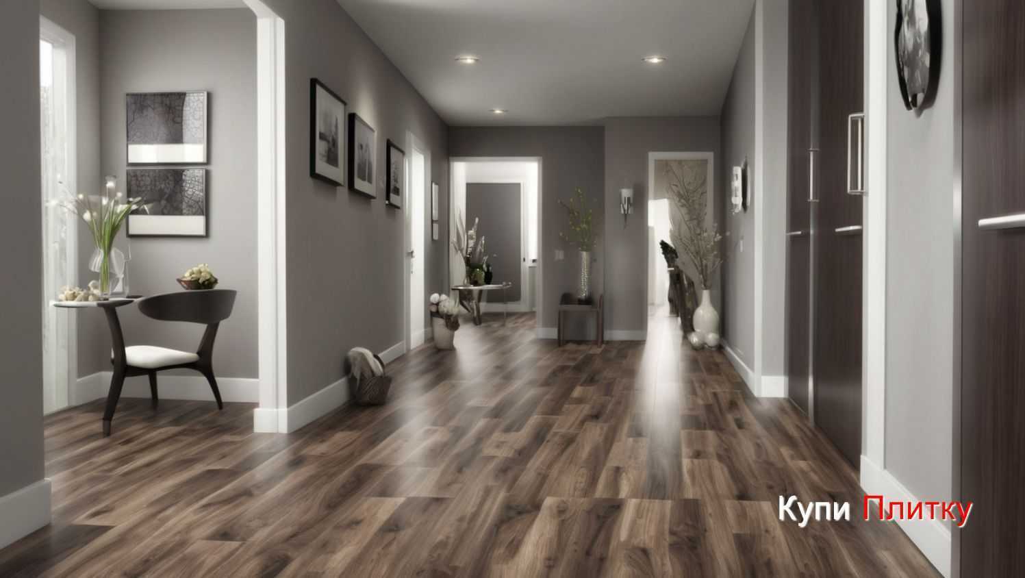 Керамогранит под дерево в коридоре: как сочетать с плиткой под мрамор