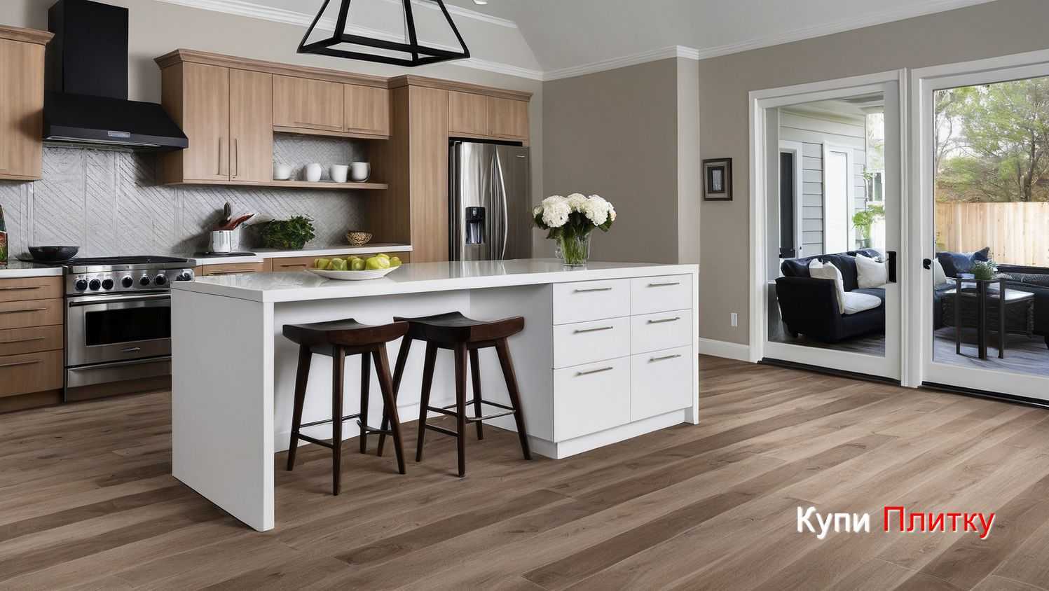 Плитка под дерево на кухне: как выбрать под стиль эклектика