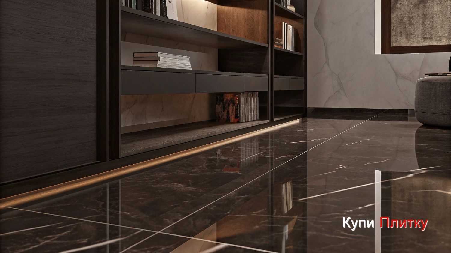 Напольный керамогранит под мрамор в гостиной: стоит ли использовать в загородном доме