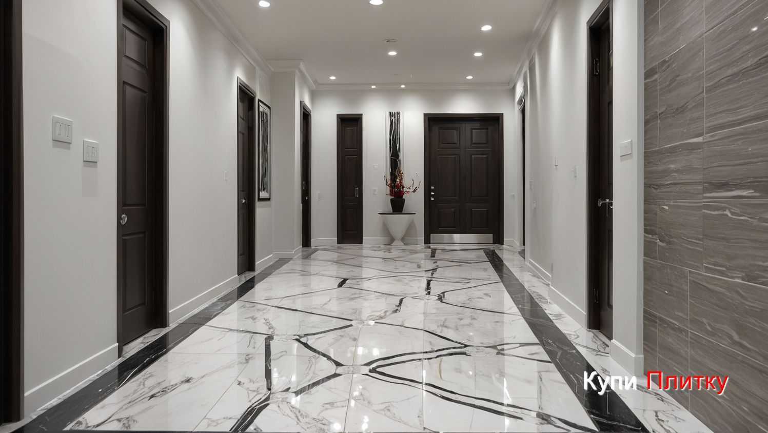Напольная плитка под мрамор в гостиной: можно ли укладывать без порожков