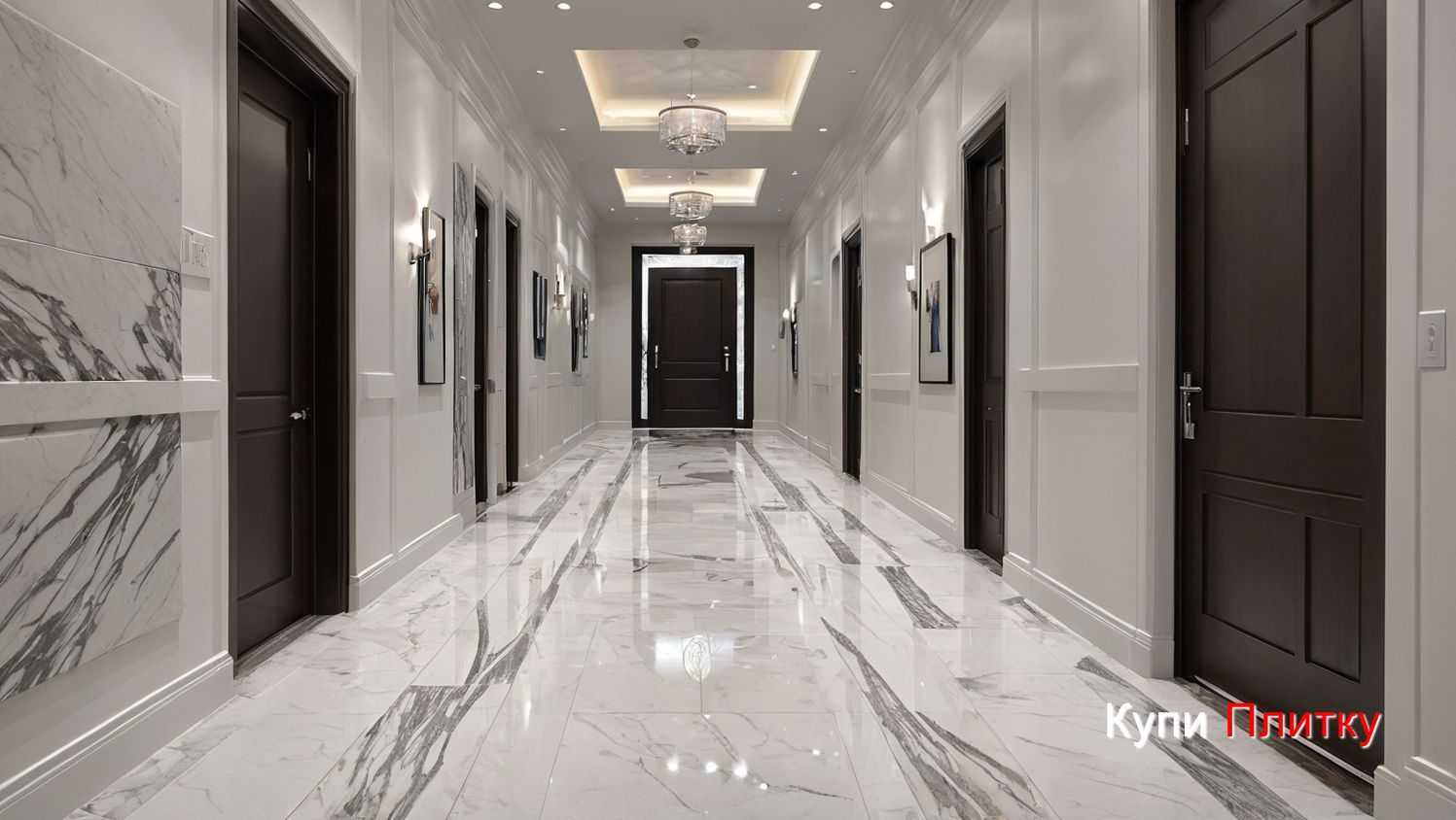 Как выбрать напольную плитку под мрамор в гостиной с контрастной прожилкой