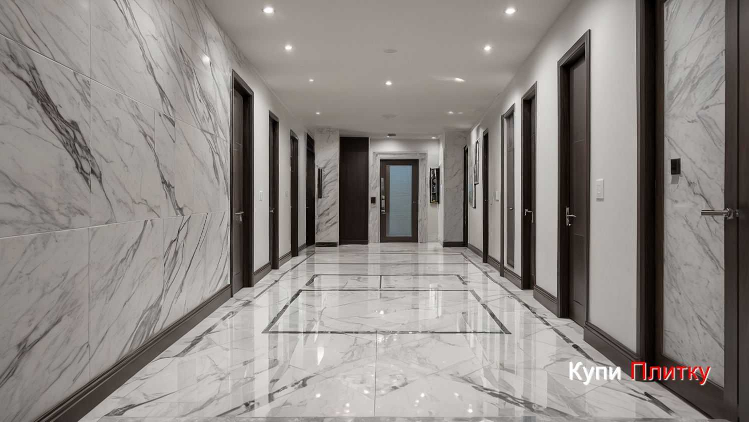 Как совместить напольную плитку под мрамор в гостиной с обоями