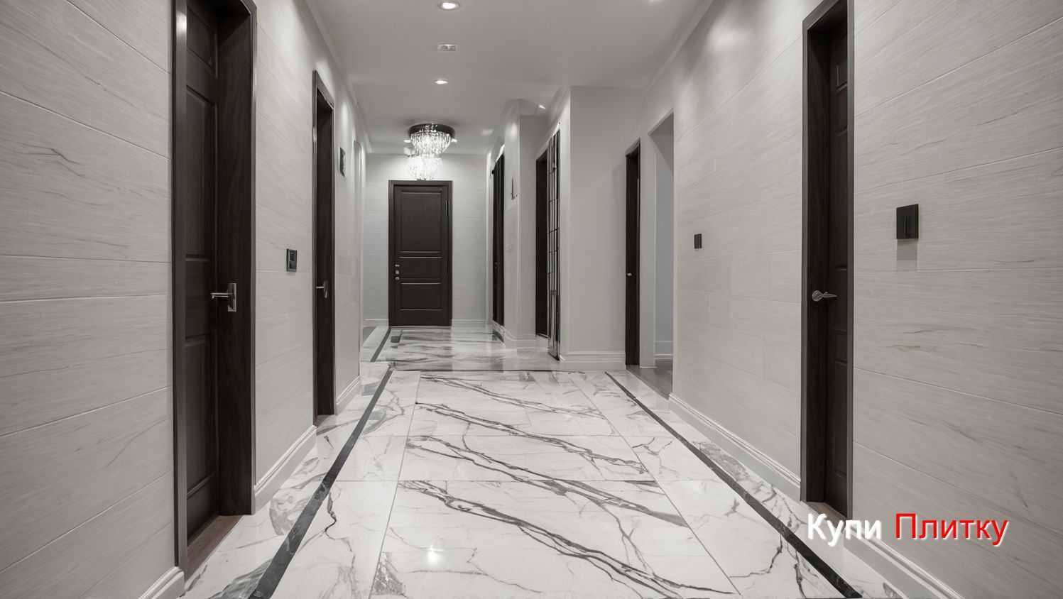 Как сочетать напольную плитку под мрамор в гостиной с мебелью