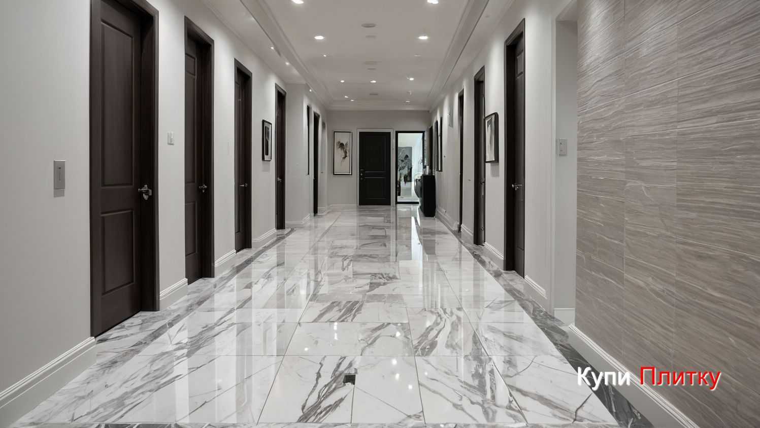 Как выбрать напольную плитку под мрамор в гостиной под темные стены