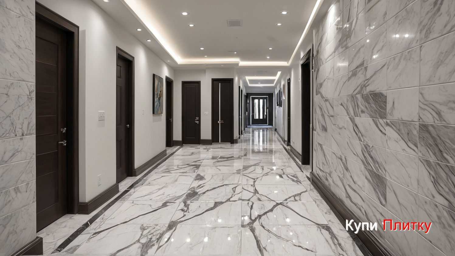 Напольная плитка под мрамор в гостиной: как визуально увеличить высоту комнаты