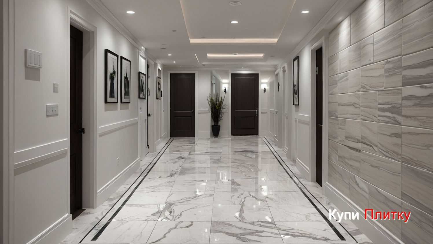 Как выглядит напольная плитка под мрамор в гостиной в классическом стиле