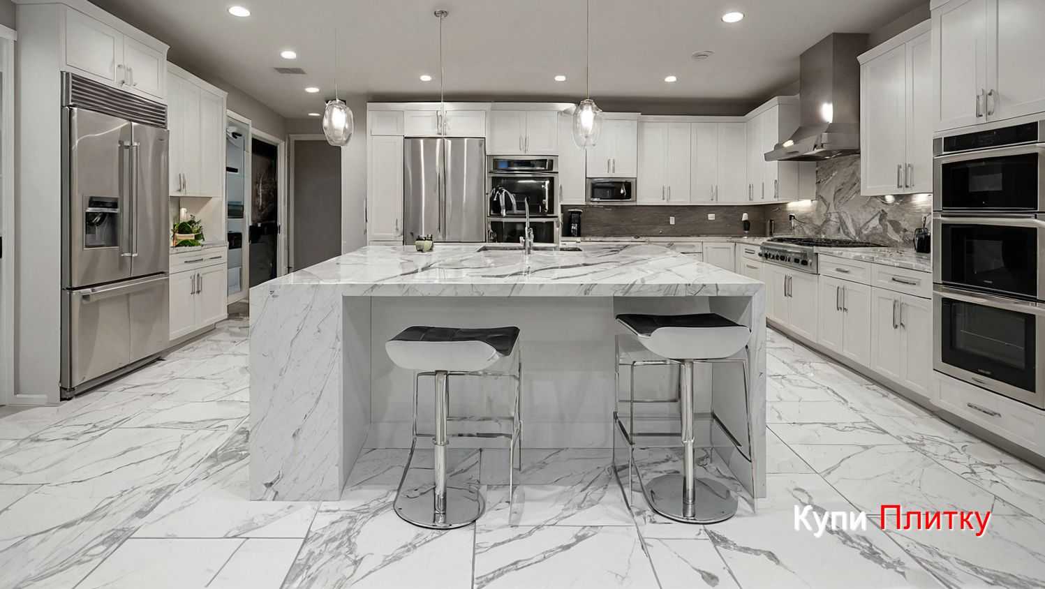 Как подобрать напольную плитку под мрамор на кухне к цвету стен