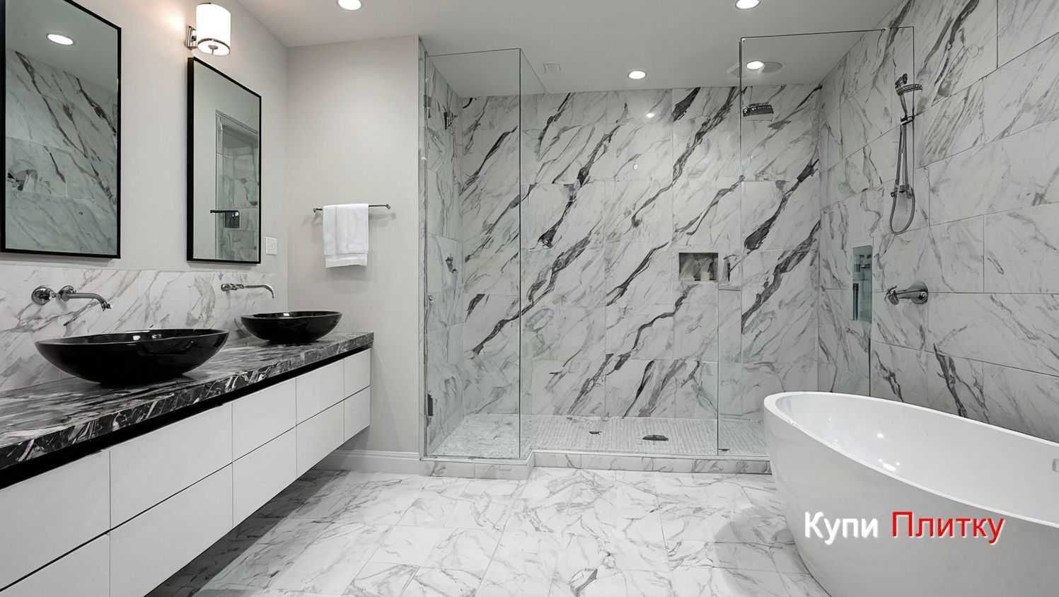 Напольная плитка под мрамор в ванной: особенности ухода и чистки