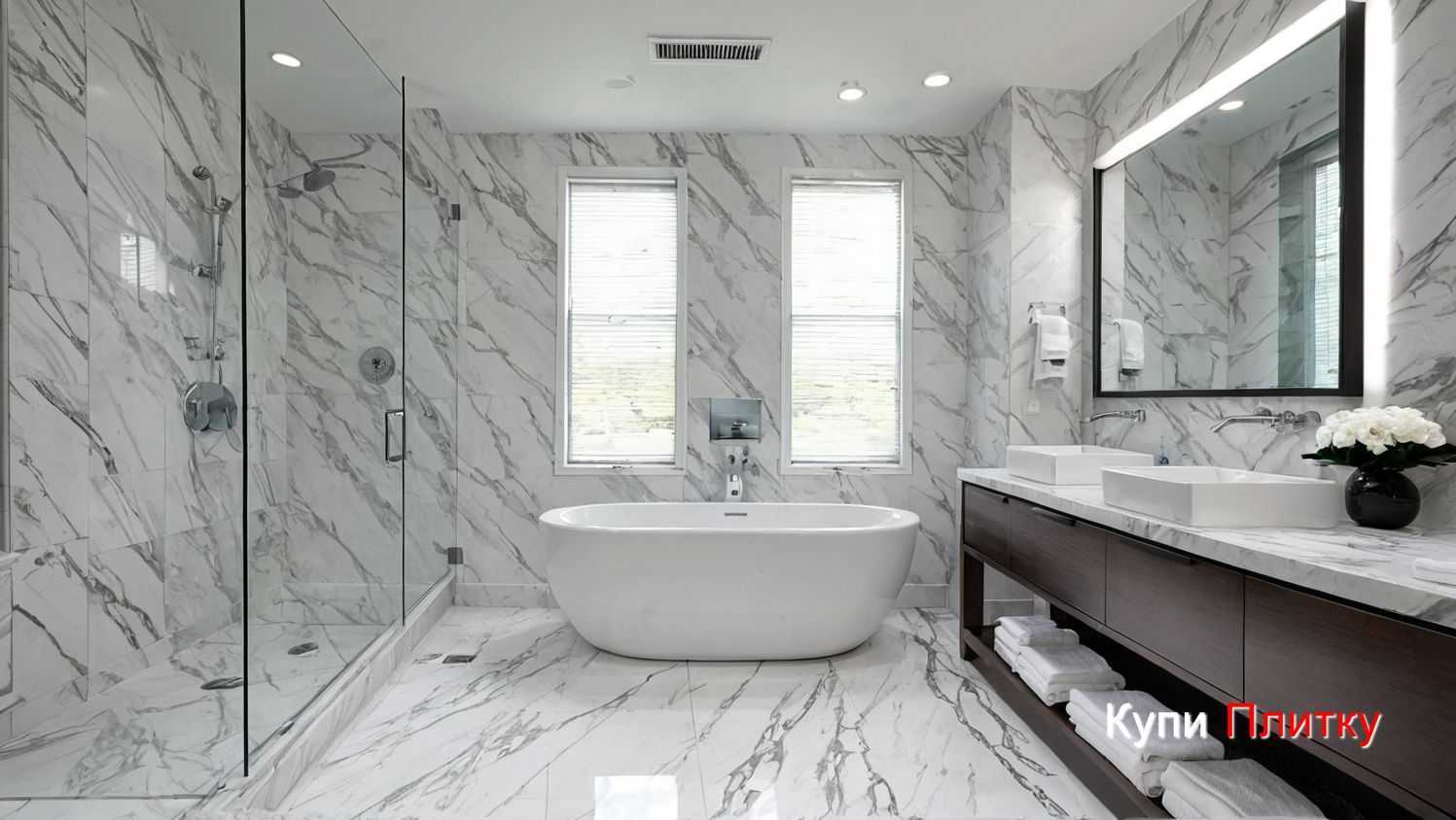 Плитка под мрамор в ванной - как ухаживать за швами и герметиком