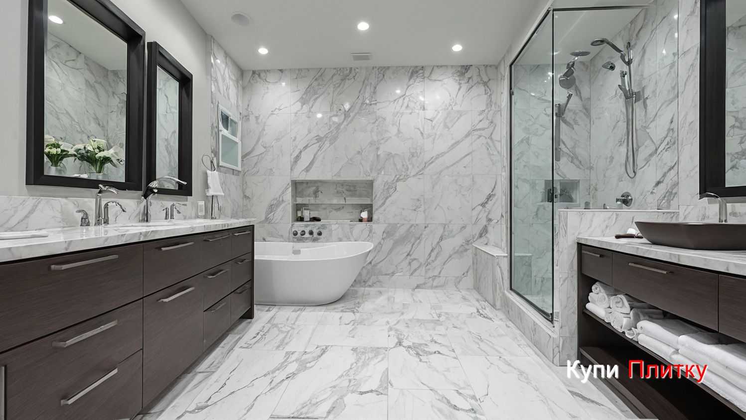 Керамогранит под мрамор в ванной - лучшие коллекции от производителей