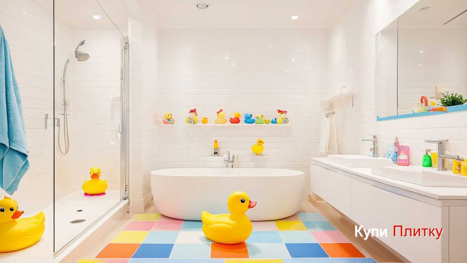 Керамическая плитка в детской ванной: преимущества крупных форматов