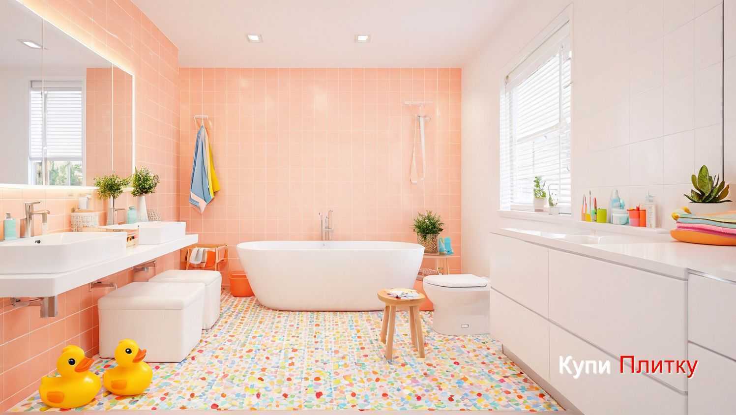 Керамическая плитка в детской ванной: плитка под бетон для современного дизайна